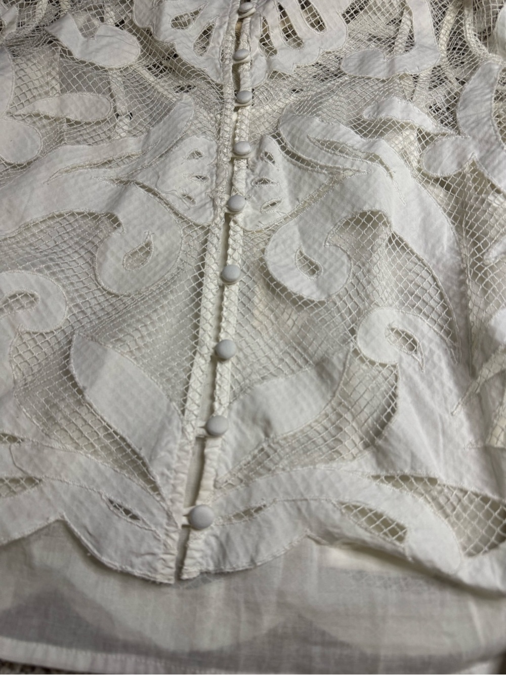 By Anthropologie Lace Detail Blouse | Small | Ivory - Picture 7 of 13